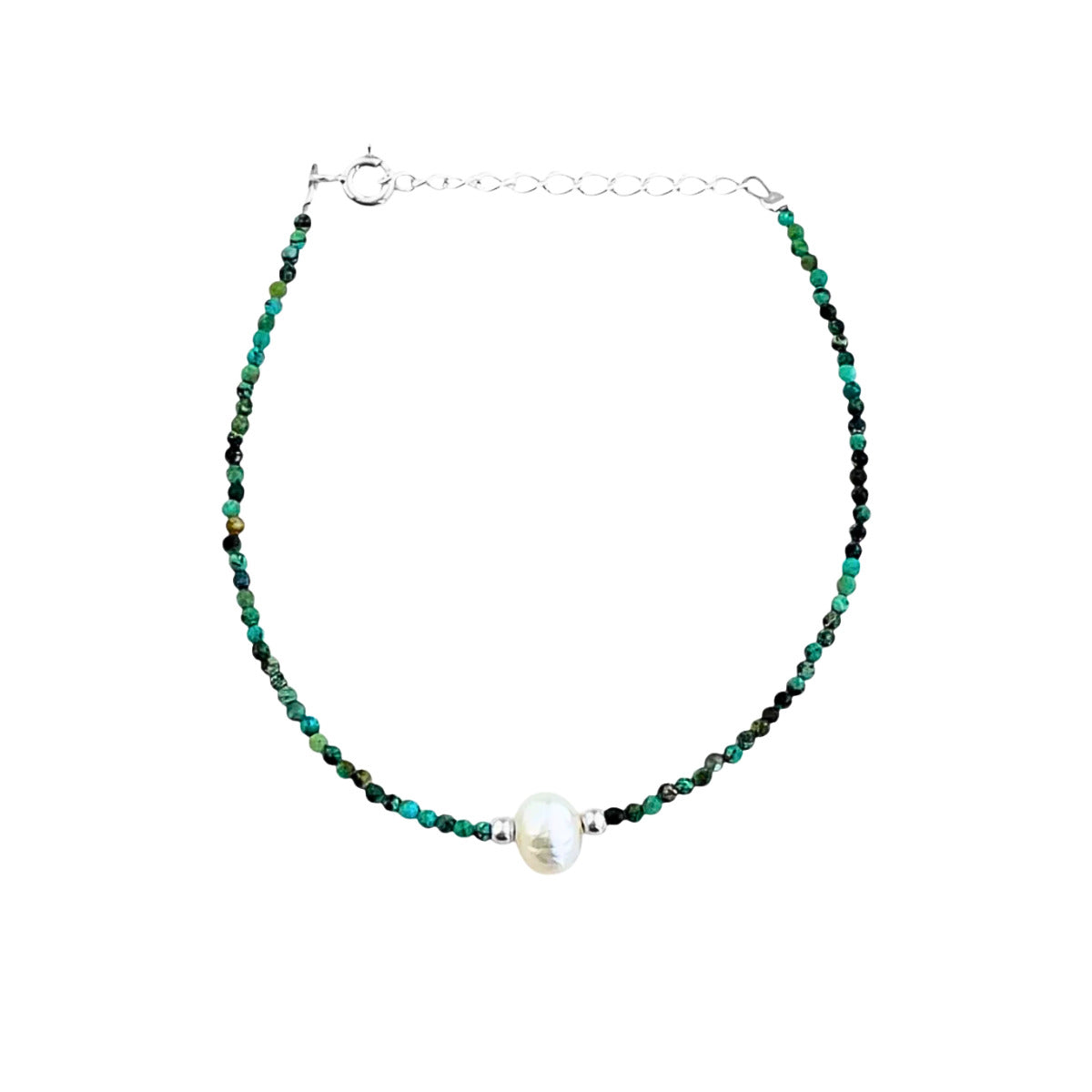 PULSEIRA DE TURQUESA AFRICANA - PRATA 925
