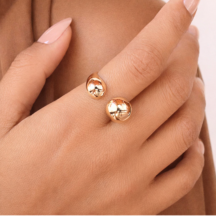 ANEL ALMAS GEMEAS - REVESTIDO A OURO 18K