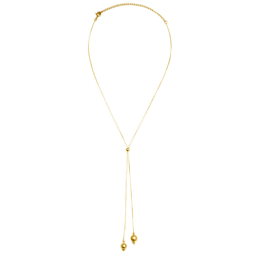 COLAR LARIAT DOURADO COM ESFERAS - BANHADO A OURO 18K