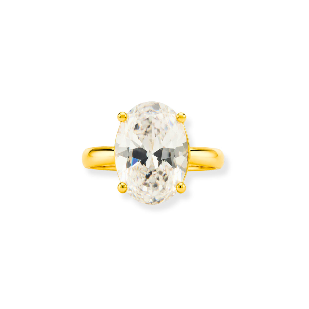 ANEL SOLITÁRIO MONACO - BANHADO A OURO 18K
