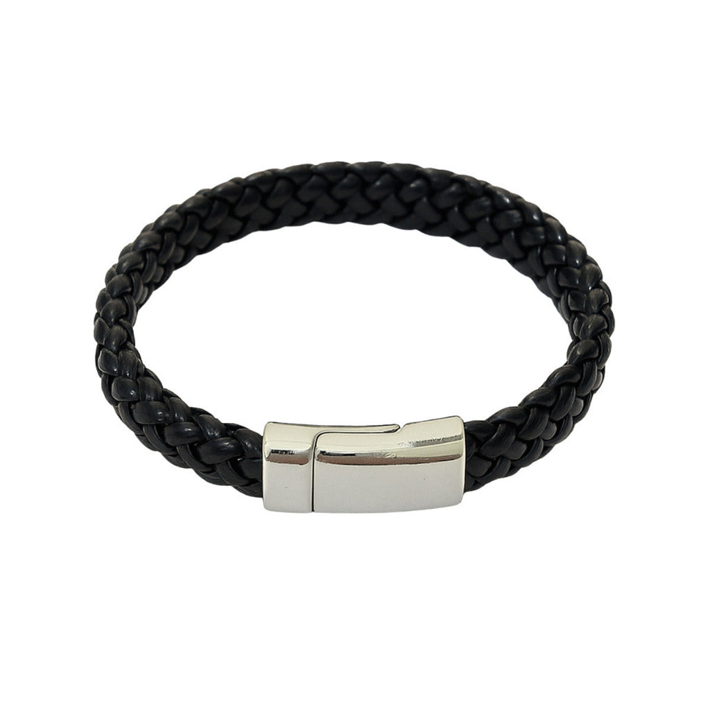 PULSEIRA COURO PRETO COM FECHO IMÃ