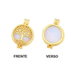 CONJUNTO RELICÁRIO ÁRVORE DA VIDA - BANHADO A OURO 18K