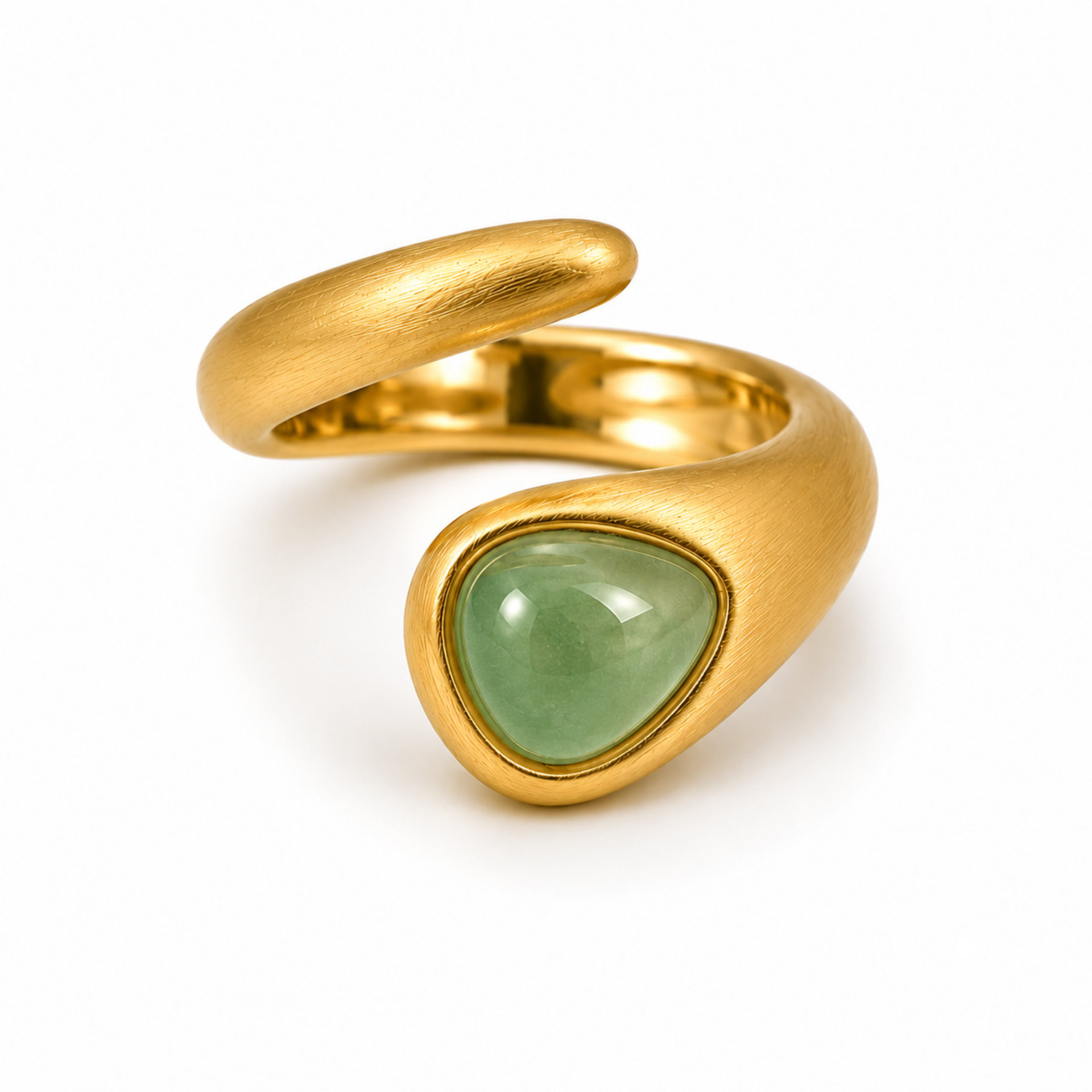 ANEL CORA COM QUARTZO VERDE - BANHO OURO