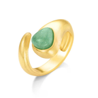 ANEL CORA COM QUARTZO VERDE - BANHADO A OURO 18K
