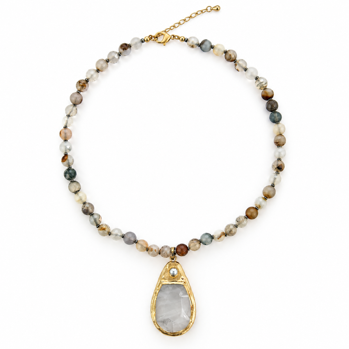 COLAR QUARTZO COM PINGENTE DE CRISTAL