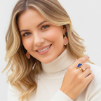 BRINCO ECO NATURAL ROSA E AZUL ESMALTADO - REVESTIDO A OURO 18K