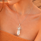 PINGENTE CRISTAL QUARTZO TRANSPARENTE - PRATA 925