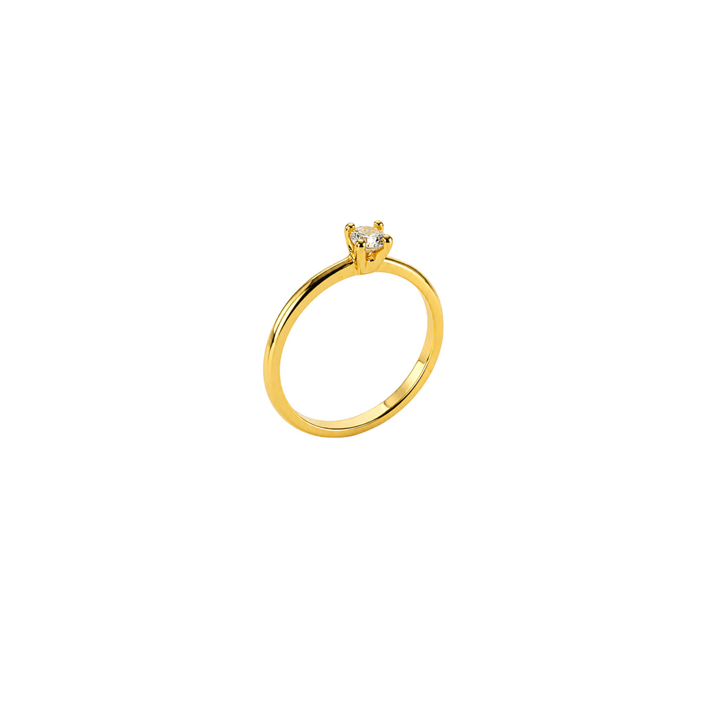 ANEL SOLITÁRIO BELLE - BANHADO A OURO 18K