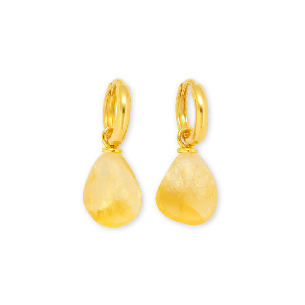 ARGOLA ARTICULADA COM CITRINO - BANHADO A OURO 18K