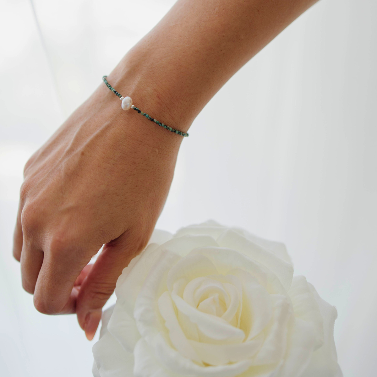 PULSEIRA DE TURQUESA AFRICANA - PRATA 925