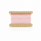 ANEL AURA QUARTZO ROSA - BANHADO A OURO 18K