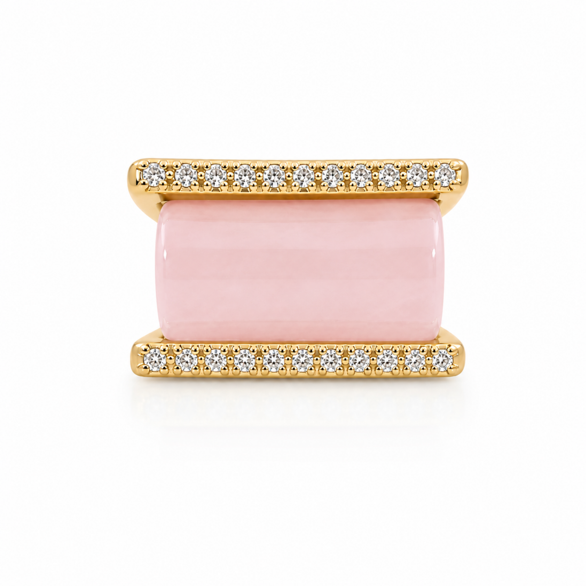 ANEL AURA QUARTZO ROSA - BANHO OURO