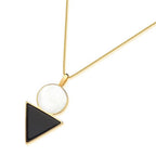 COLAR GEOMÉTRICO PEDRA DA LUA E SODALITA - REVESTIDO A OURO 18K