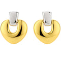 BRINCO CORAÇÃO DUO COLOR - REVESTIDO A OURO 18K E RÓDIO BRANCO
