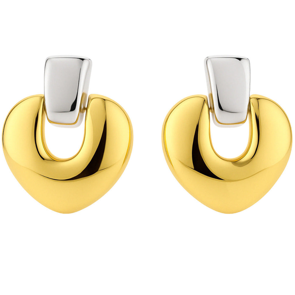 BRINCO CORAÇÃO DUO COLOR - REVESTIDO A OURO 18K E RÓDIO BRANCO
