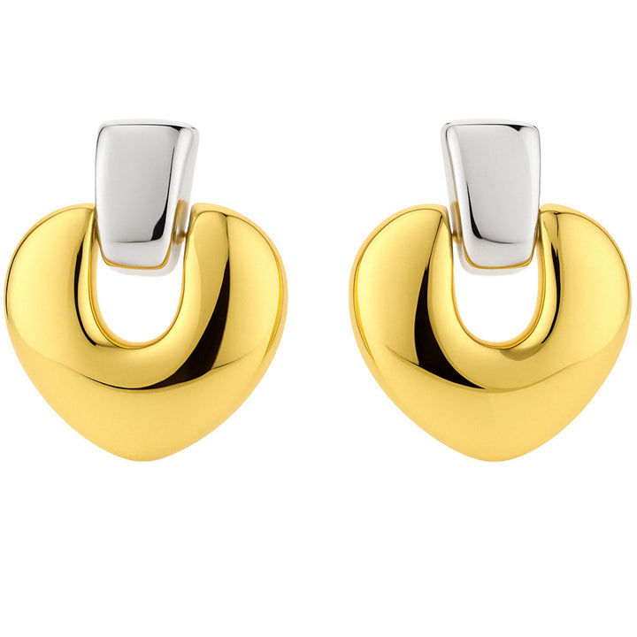 BRINCO CORAÇÃO DUO COLOR - REVESTIDO A OURO 18K E RÓDIO BRANCO