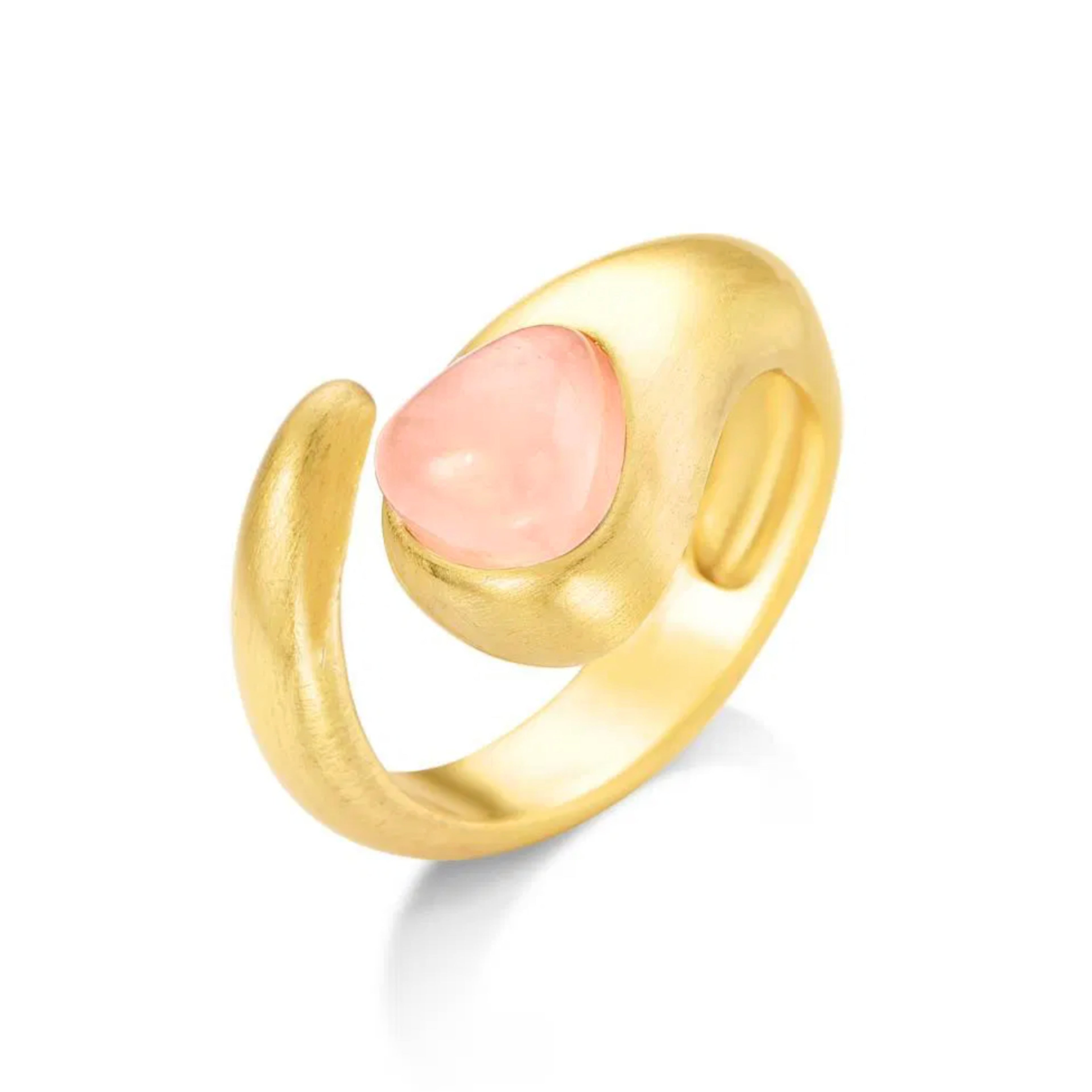 ANEL CORA COM QUARTZO ROSA - BANHADO A OURO 18K