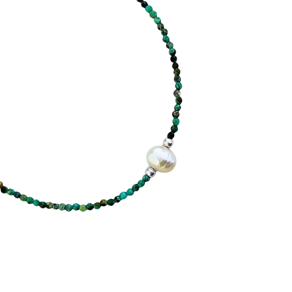 PULSEIRA DE TURQUESA AFRICANA COM PÉROLA - PRATA 925