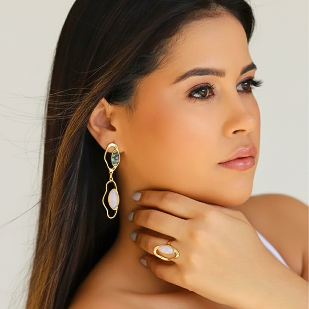 BRINCO ABALONE E NAUTILUS - REVESTIDO A OURO 18K