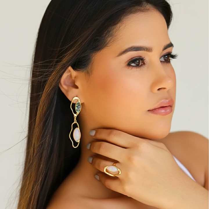 BRINCO ABALONE E NAUTILUS - REVESTIDO A OURO 18K