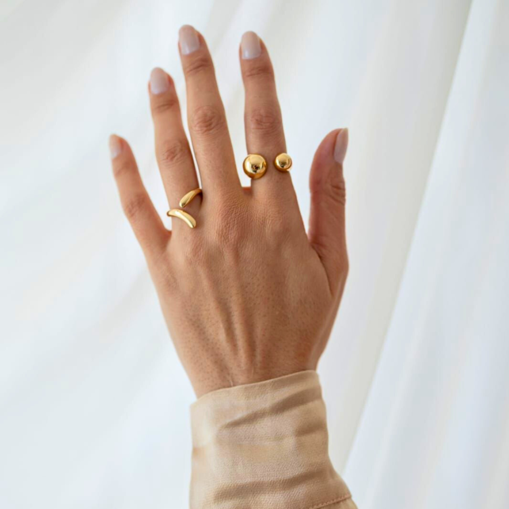 ANEL ALMAS GEMEAS - REVESTIDO A OURO 18K