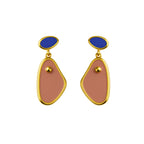 BRINCO ECO NATURAL ROSA E AZUL ESMALTADO - REVESTIDO A OURO 18K