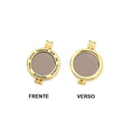 CONJUNTO RELICÁRIO TUDO POSSO NAQUELE QUE ME FORTALECE - BANHADO A OURO 18k