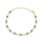 PULSEIRA OLHO TURCO AZUL CLARO - BANHADO A OURO 18K
