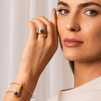 ANEL CORA COM SODALITA AZUL - BANHADO A OURO 18K