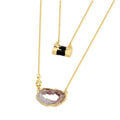 COLAR DUPLO AURA NATURAL DE ÁGATA E TURMALINA NEGRA - REVESTIDO A OURO 18K