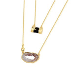 COLAR DUPLO AURA NATURAL DE ÁGATA E TURMALINA NEGRA - REVESTIDO A OURO 18K