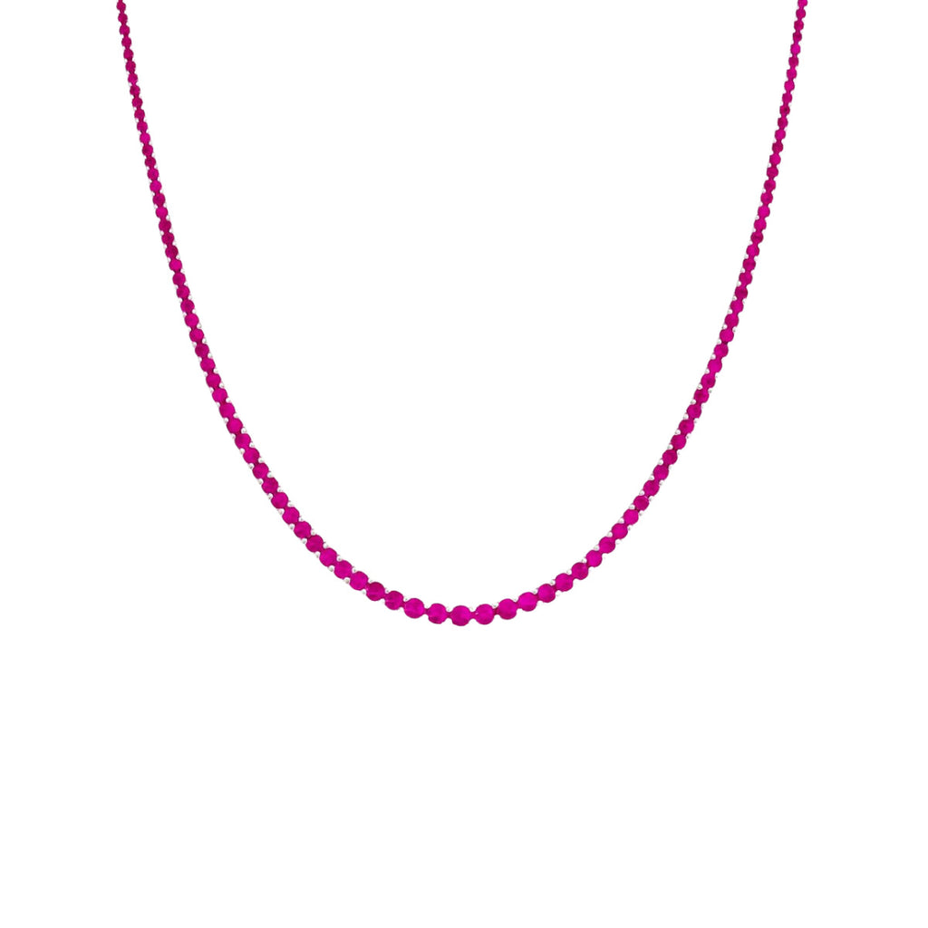 GARGANTILHA RIVIERA CRAVEJADA COM ZIRCÔNIA RUBI ROSE - PRATA 925