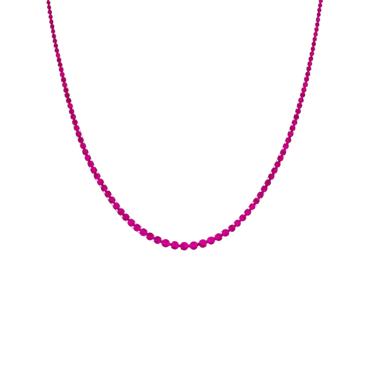GARGANTILHA RIVIERA CRAVEJADA COM ZIRCÔNIA RUBI ROSE - PRATA 925