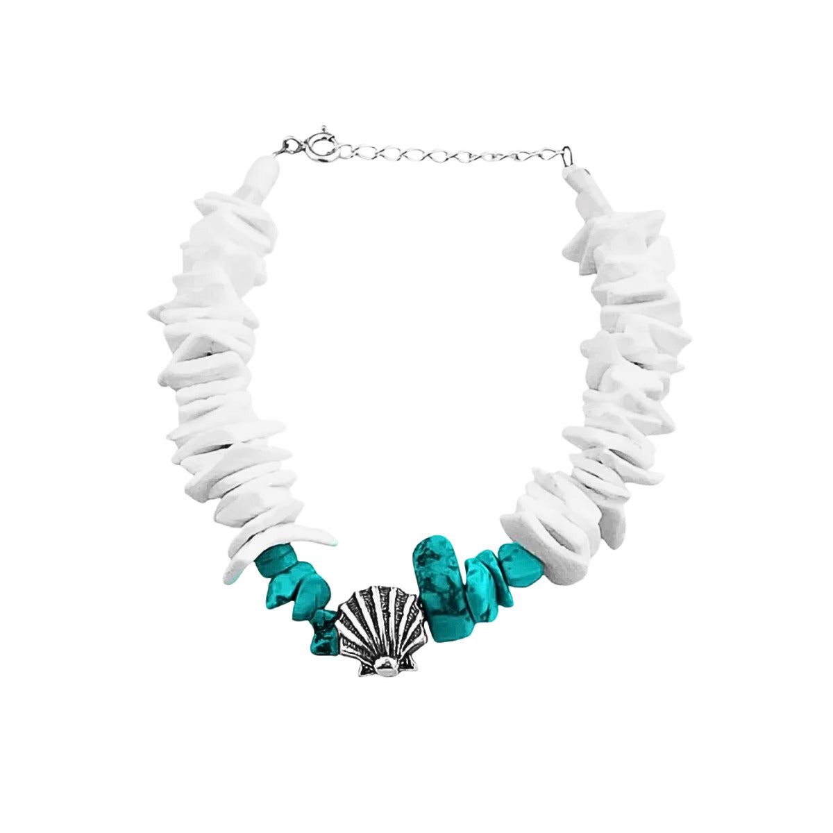 PULSEIRA DE CASCALHO, HOWLITA E TURQUESA - PRATA 925