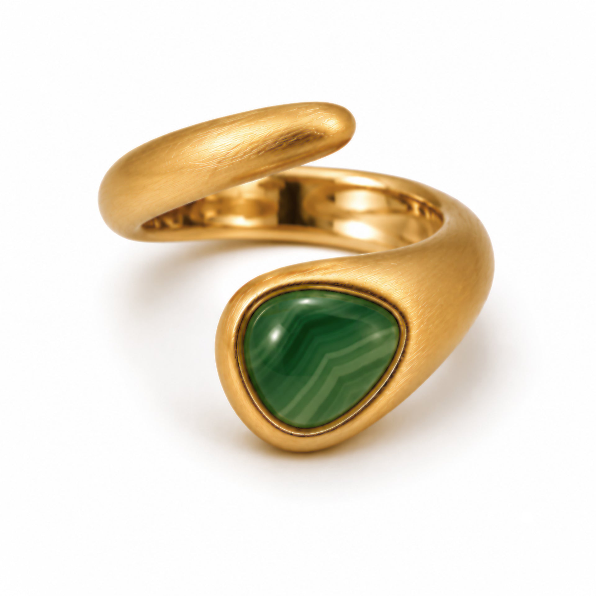 ANEL CORA COM AGATA VERDE - BANHO OURO