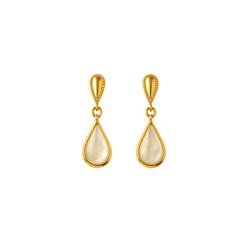 BRINCO VÉU DA MANHÃ COM PÉROLA SHELL - REVESTIDO A OURO 18K