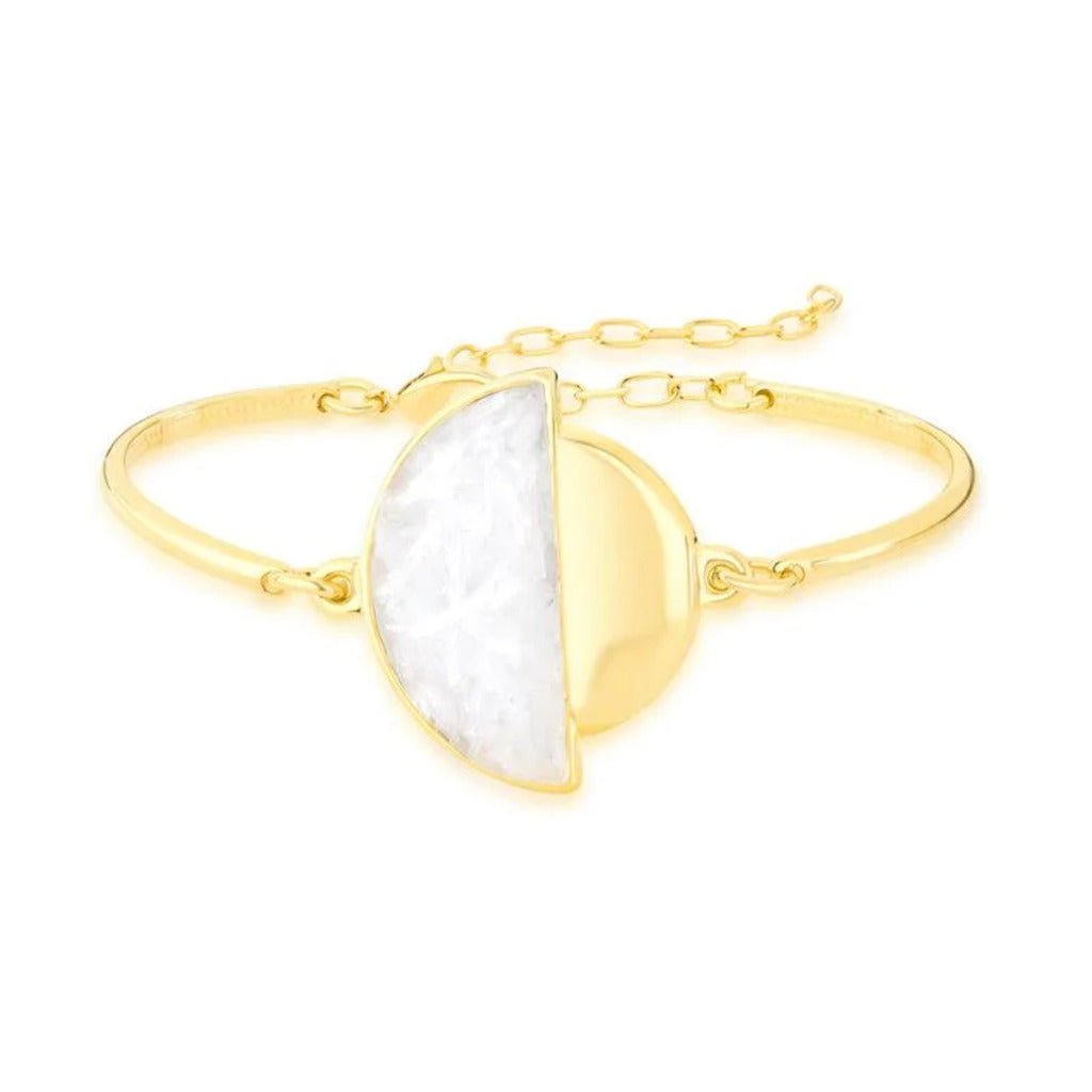 PULSEIRA FRAGMENTADA MEIA LUA DE SELENITA - REVESTIDA A OURO