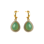 BRINCO QUARTZO VERDE PEROLADO - REVESTIDO A OURO 18K