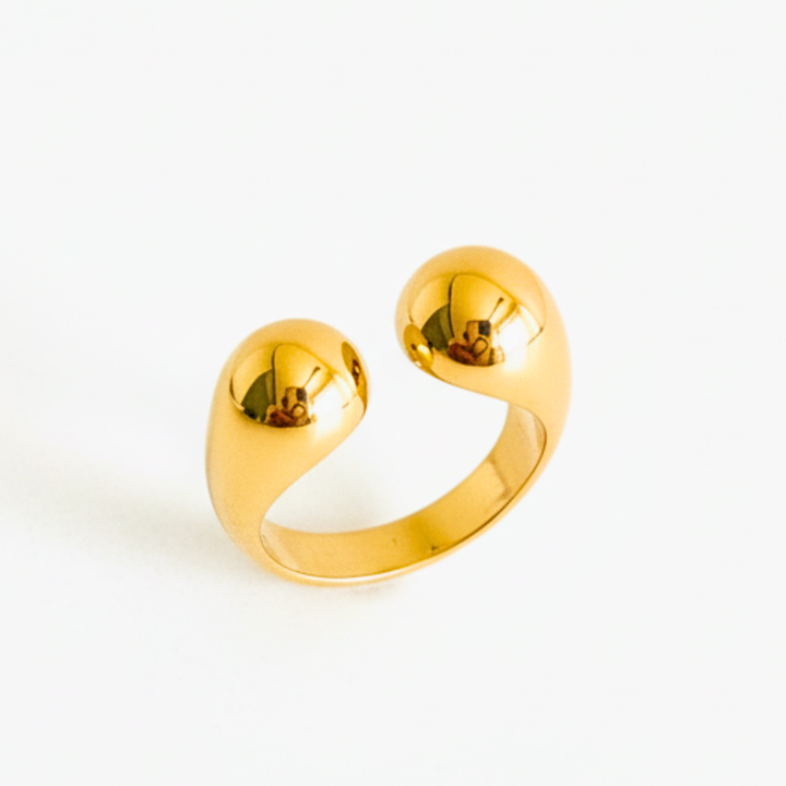 ANEL ALMAS GEMEAS - REVESTIDO A OURO 18K