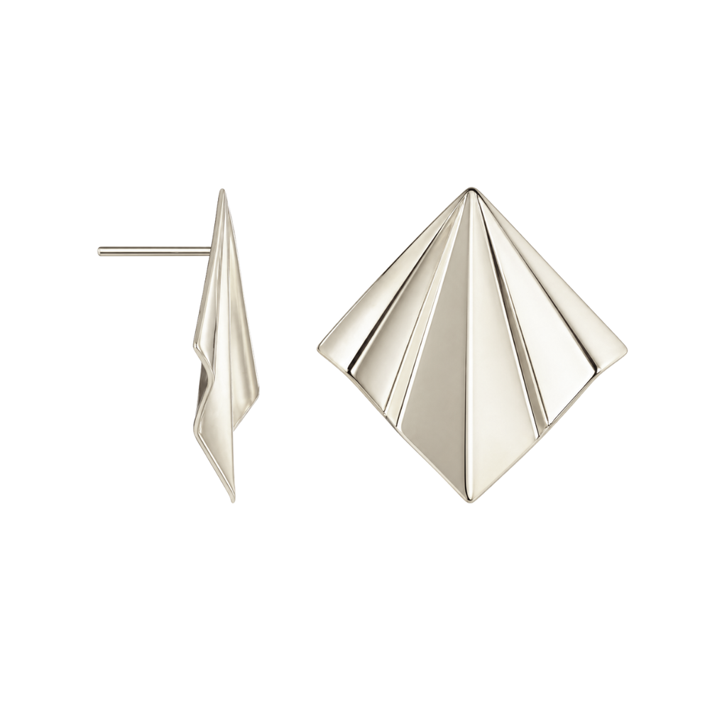 BRINCO ORIGAMI - REVESTIDO A RÓDIO BRANCO