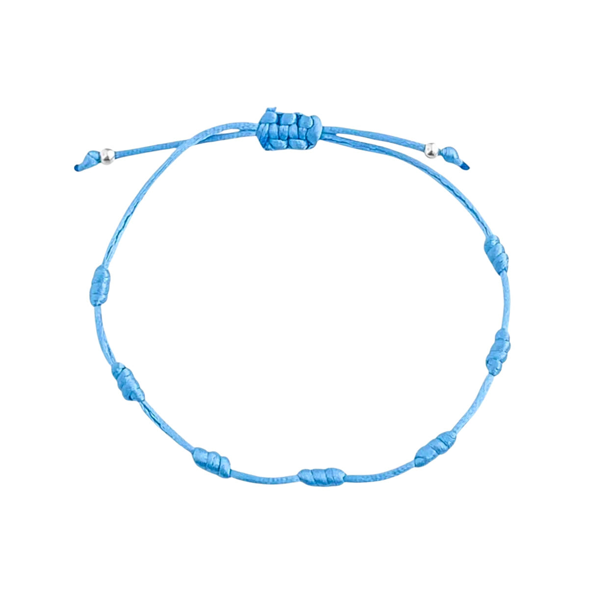 PULSEIRA 7 NÓS DA PAZ AZUL COM PRATA 925