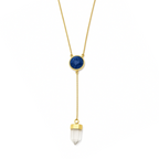 COLAR SODALITA E CRISTAL - REVESTIDO A OURO 18k