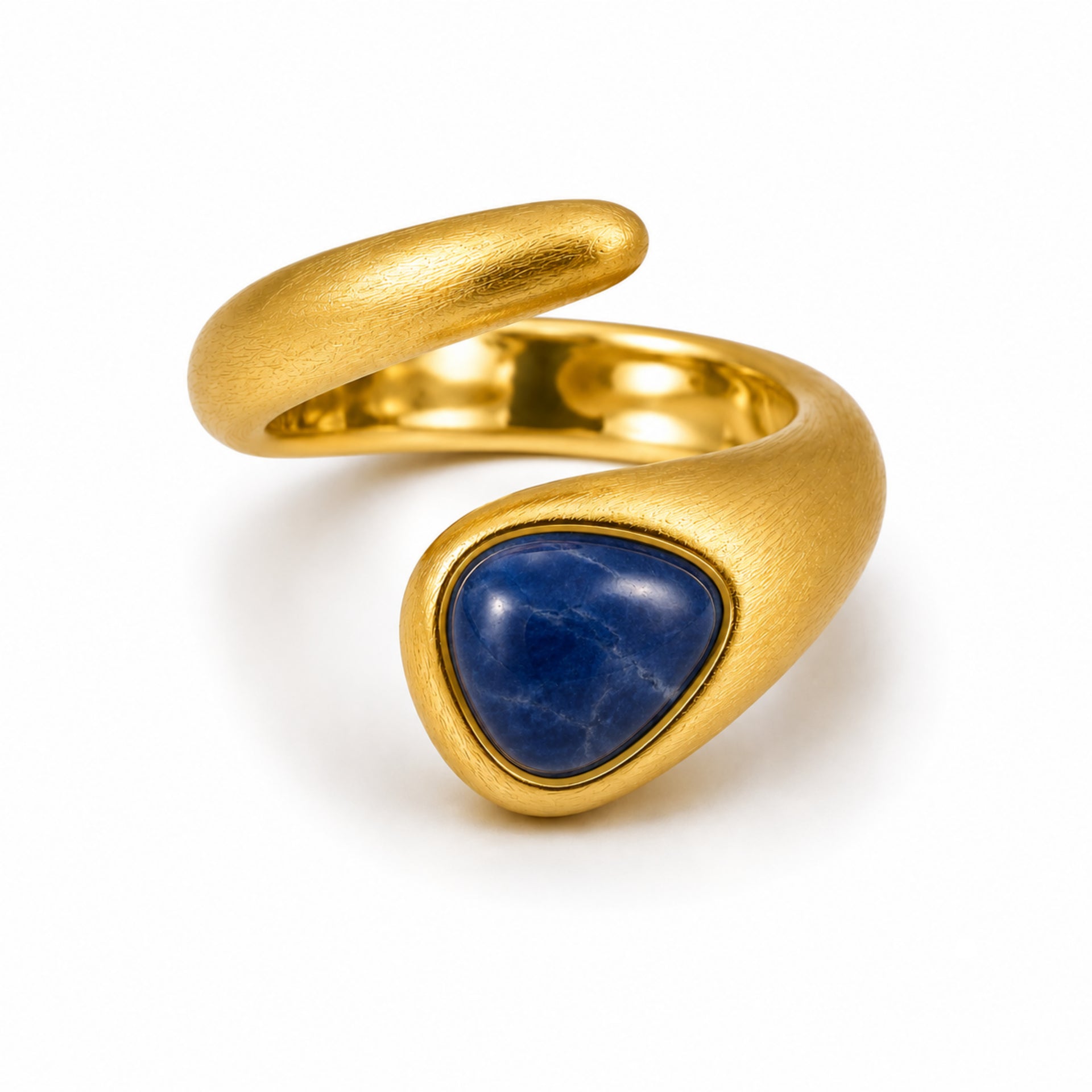 ANEL CORA COM SODALITA AZUL - BANHO OURO