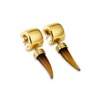 ARGOLA COM CHIFRE DE RESINA - BANHADO A OURO 18K