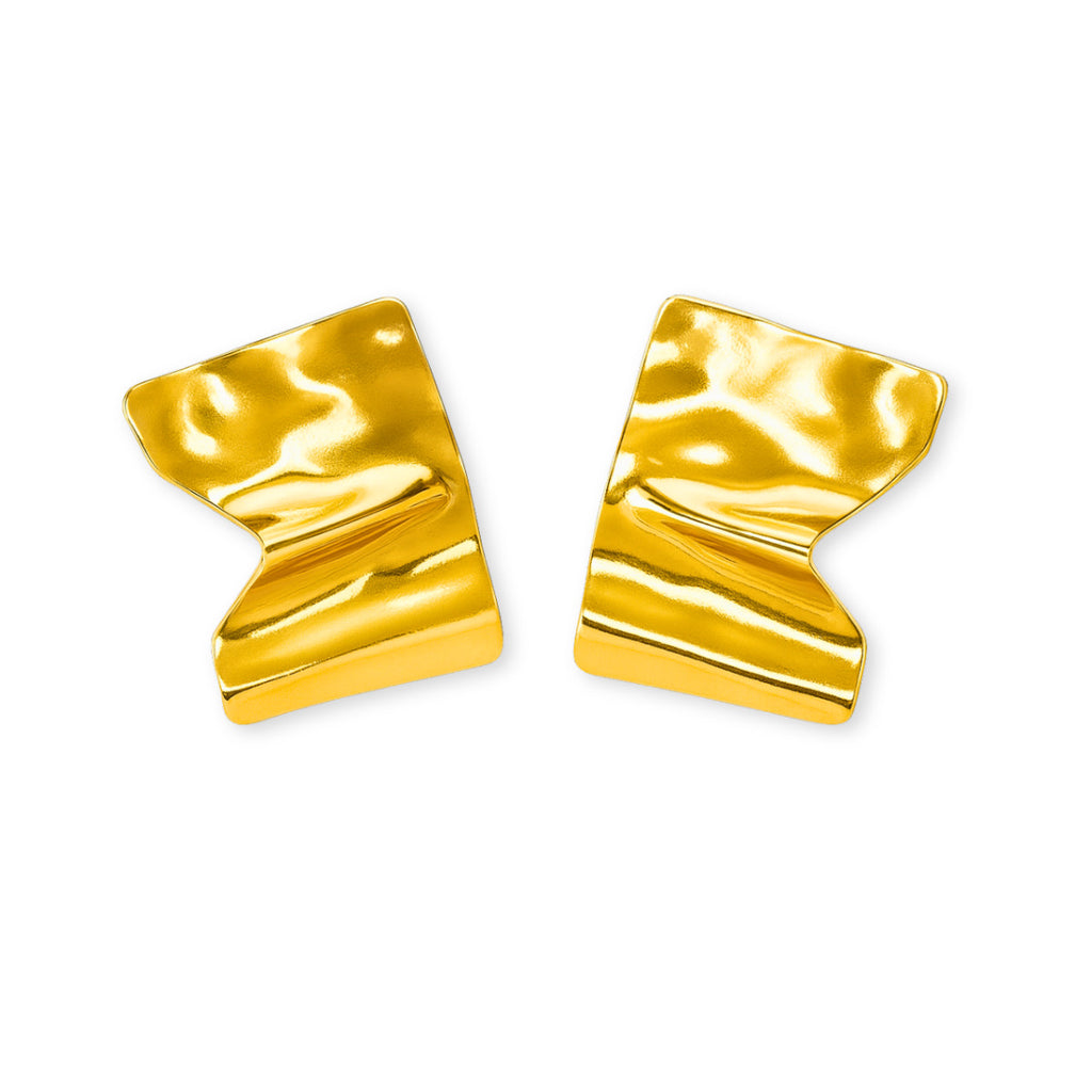 BRINCO SQUARE ORGÂNICO - BANHADO A OURO 18K