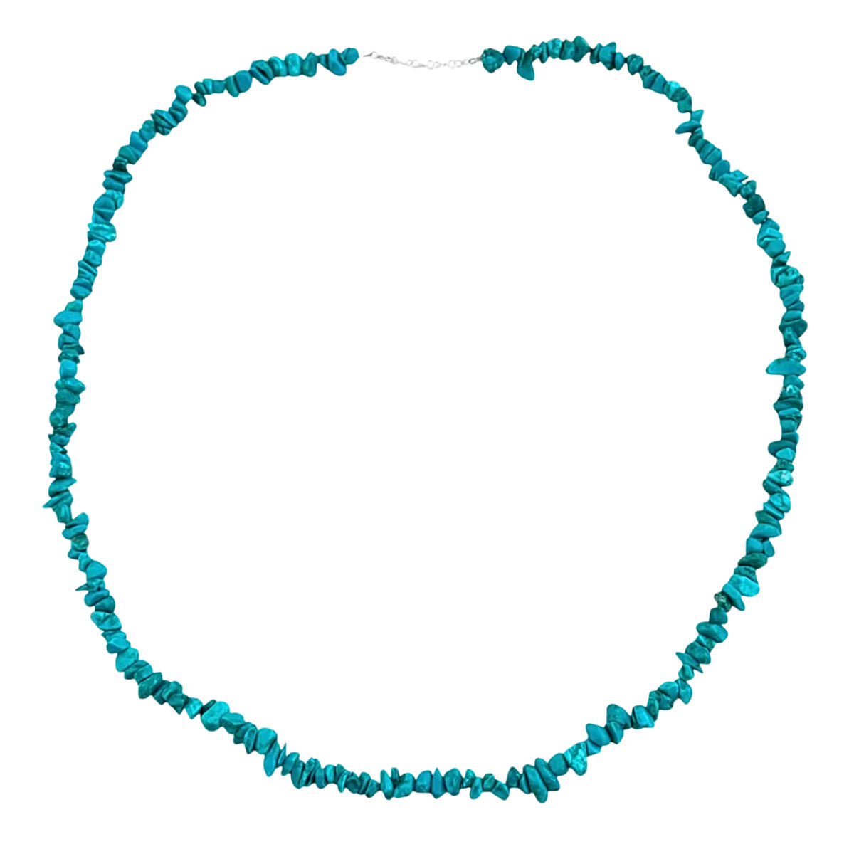 COLAR DE CASCALHO TURQUESA AZUL LONGO - PRATA 925