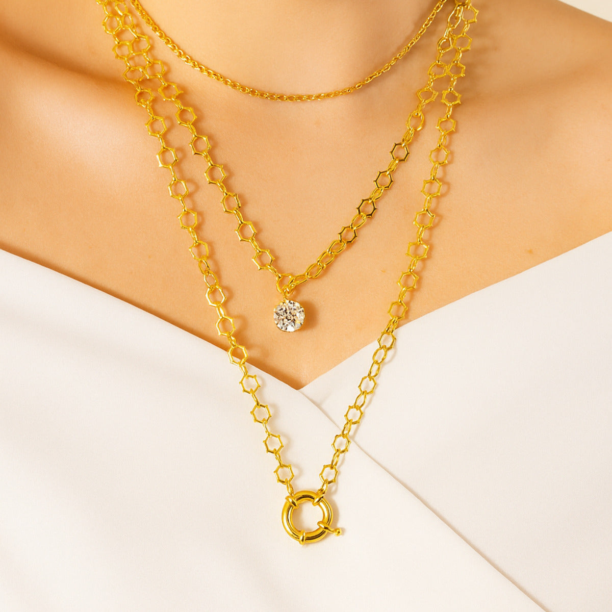 COLAR ELO FLORAL - BANHO OURO