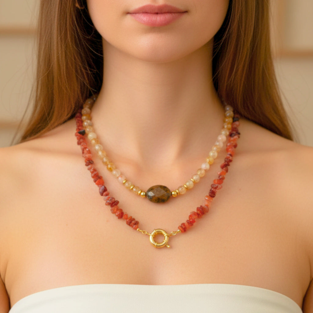 COLAR SOL DE GAIA - ACABAMENTO EM OURO 18K