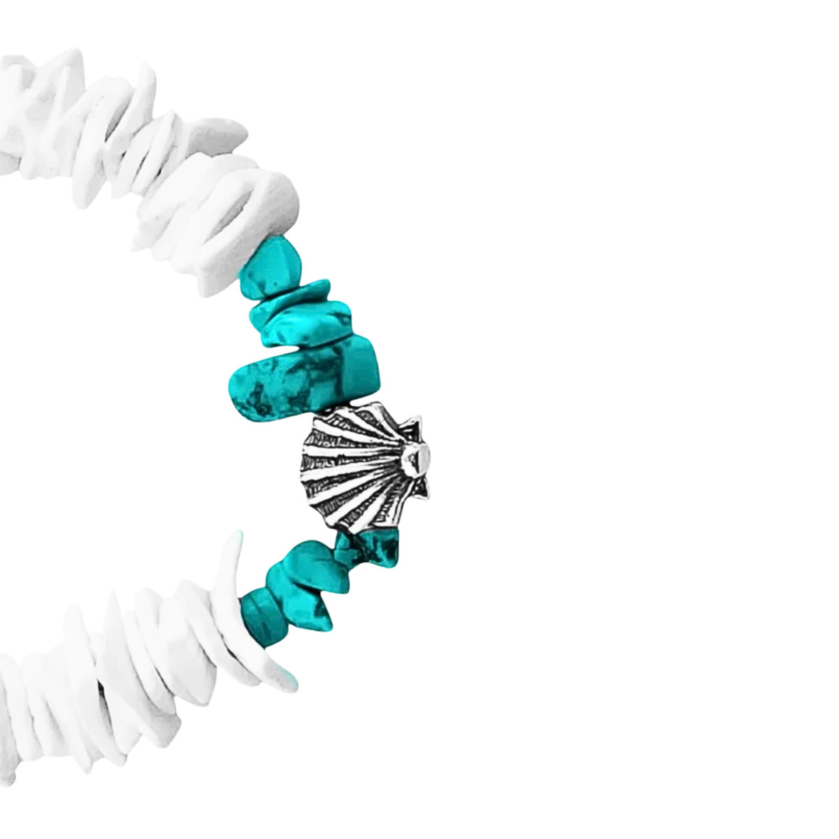 PULSEIRA DE CASCALHO, HOWLITA E TURQUESA - PRATA 925