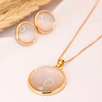 CONJUNTO PEDRA DA LUA - REVESTIDO A OURO 18K